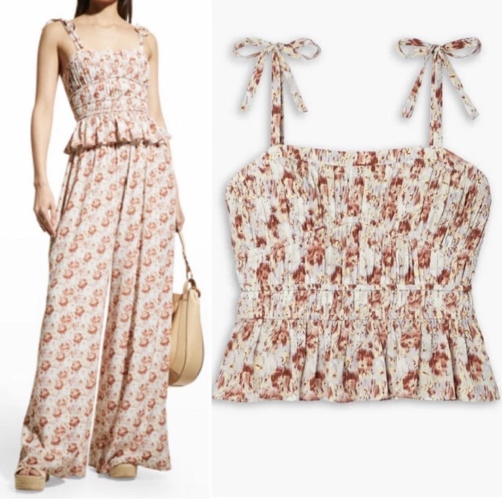 Ulla Johnson Nora pleated floral crepe silk top 12